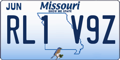 MO license plate RL1V9Z