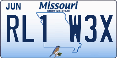 MO license plate RL1W3X
