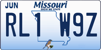 MO license plate RL1W9Z