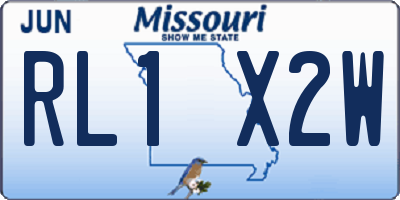 MO license plate RL1X2W