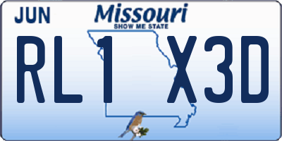 MO license plate RL1X3D