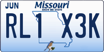 MO license plate RL1X3K
