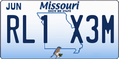 MO license plate RL1X3M