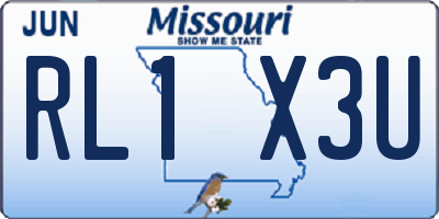 MO license plate RL1X3U