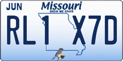MO license plate RL1X7D