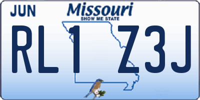 MO license plate RL1Z3J