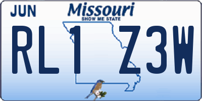 MO license plate RL1Z3W