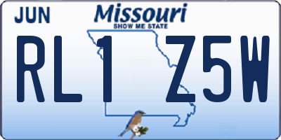 MO license plate RL1Z5W