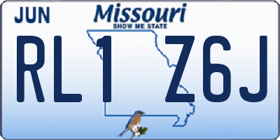 MO license plate RL1Z6J
