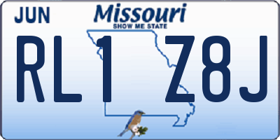MO license plate RL1Z8J