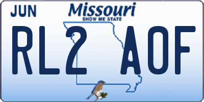 MO license plate RL2A0F