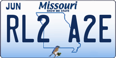 MO license plate RL2A2E