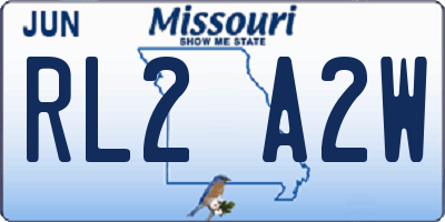 MO license plate RL2A2W