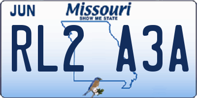 MO license plate RL2A3A