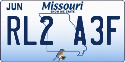MO license plate RL2A3F