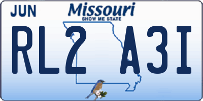MO license plate RL2A3I