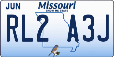 MO license plate RL2A3J