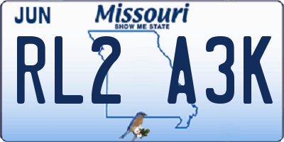 MO license plate RL2A3K