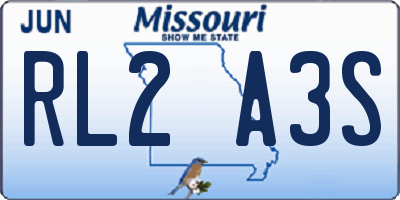 MO license plate RL2A3S