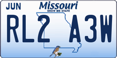 MO license plate RL2A3W