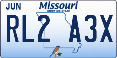 MO license plate RL2A3X