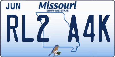 MO license plate RL2A4K