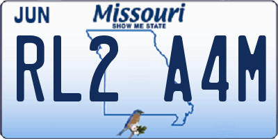 MO license plate RL2A4M