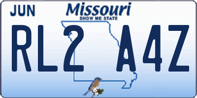 MO license plate RL2A4Z