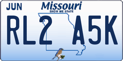 MO license plate RL2A5K