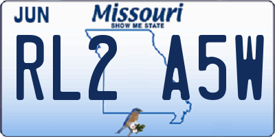 MO license plate RL2A5W