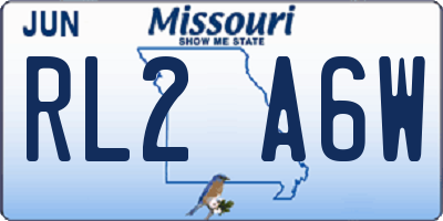 MO license plate RL2A6W