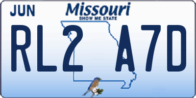 MO license plate RL2A7D