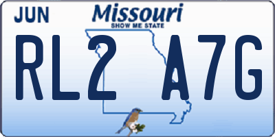 MO license plate RL2A7G