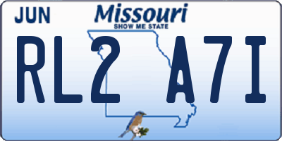 MO license plate RL2A7I
