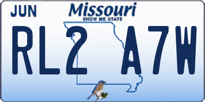 MO license plate RL2A7W