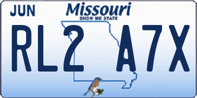 MO license plate RL2A7X