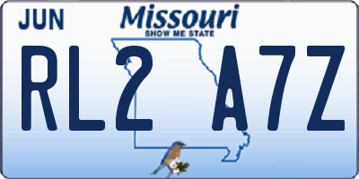 MO license plate RL2A7Z