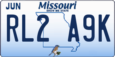 MO license plate RL2A9K