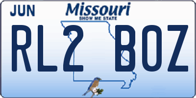 MO license plate RL2B0Z