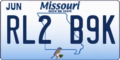 MO license plate RL2B9K