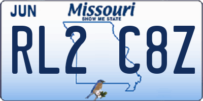 MO license plate RL2C8Z