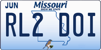 MO license plate RL2D0I