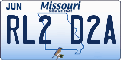 MO license plate RL2D2A