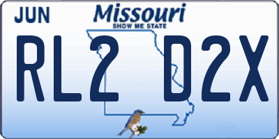 MO license plate RL2D2X