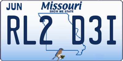 MO license plate RL2D3I