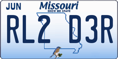 MO license plate RL2D3R