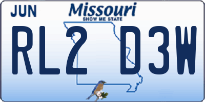 MO license plate RL2D3W