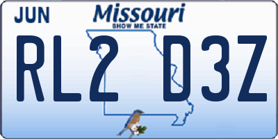 MO license plate RL2D3Z