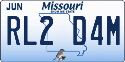 MO license plate RL2D4M