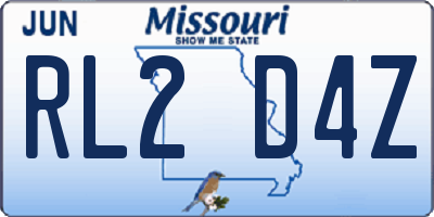 MO license plate RL2D4Z